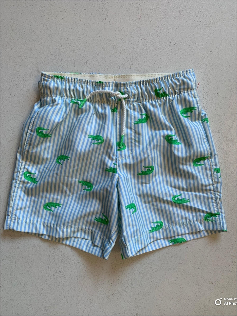 Cat & Jack Alligator Swim Trunks Swimsuit Size Small NWOT Blue Green Stripe